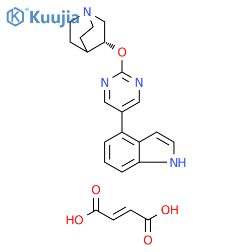 1-Azabicyclo[2.2.2]octane, 3-[[5-(1H-indol-4-yl)-2-pyrimidinyl]oxy]-,(3R)-, (2E)-2-butenedioate (1:1) structure