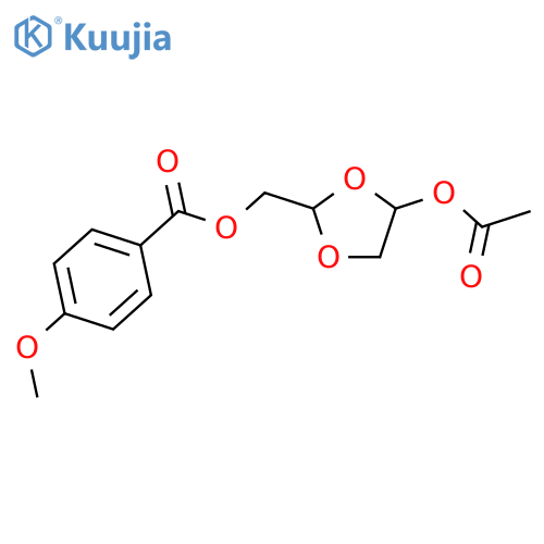 Benzoic acid, 4-methoxy-, [(2R)-4-(acetyloxy)-1,3-dioxolan-2-yl]methylester structure