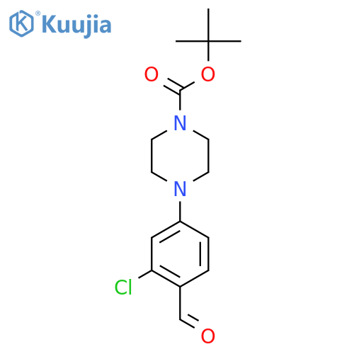 4-(3-Chloro-4-formyl-phenyl)-piperazine-1-carboxylic acid tert-butyl ester structure