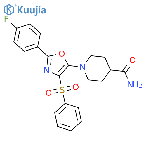 1-4-(benzenesulfonyl)-2-(4-fluorophenyl)-1,3-oxazol-5-ylpiperidine-4-carboxamide structure