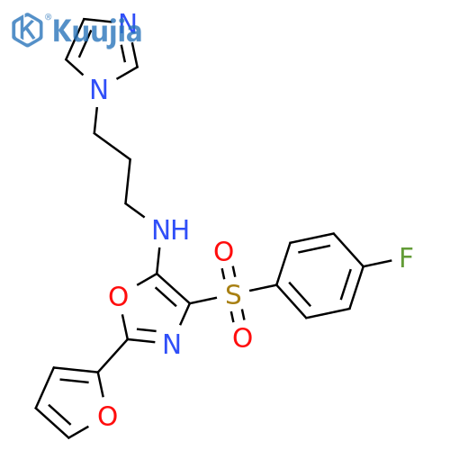 4-(4-fluorobenzenesulfonyl)-2-(furan-2-yl)-N-3-(1H-imidazol-1-yl)propyl-1,3-oxazol-5-amine structure