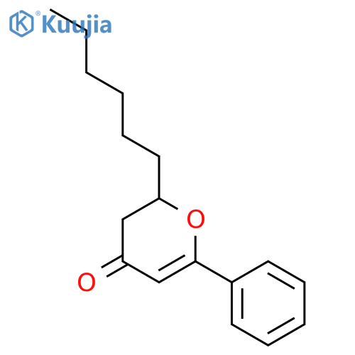 4H-Pyran-4-one, 2-hexyl-2,3-dihydro-6-phenyl- structure