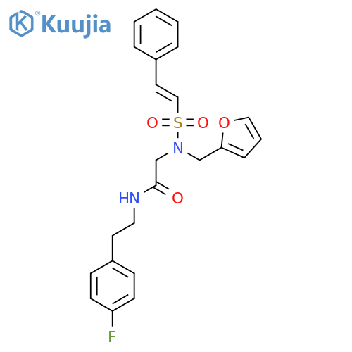 N-[2-(4-fluorophenyl)ethyl]-2-{N-[(furan-2-yl)methyl]-2-phenylethenesulfonamido}acetamide structure