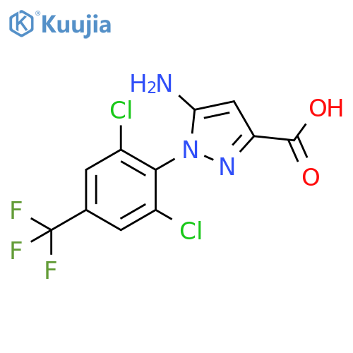 1H-Pyrazole-3-carboxylic acid, 5-amino-1-[2,6-dichloro-4-(trifluoromethyl)phenyl]- structure