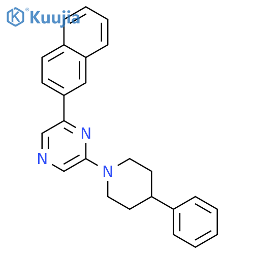 Pyrazine, 2-(2-naphthalenyl)-6-(4-phenyl-1-piperidinyl)- structure
