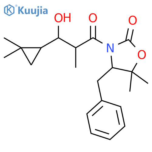 2-Oxazolidinone, 3-[(2S,3R)-3-[(1S)-2,2-dimethylcyclopropyl]-3-hydroxy-2-methyl-1-oxopropyl]-5,5-dimethyl-4-(phenylmethyl)-, (4S)- structure