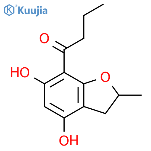 1-Butanone, 1-(2,3-dihydro-4,6-dihydroxy-2-methyl-7-benzofuranyl)- structure