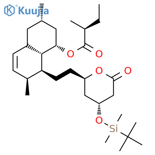 6(R)-(2-(1,2,4a,5,6,7,8,8a(S)-Octahydro-2(S),6(S)-dimethyl-8(S)-((2(S)-methylbutyryl)oxy)-1(S)-naphthyl)ethyl)-3,4,5,6-tetrahydro-4(R)-((tert-butyldimetylsilyl)oxy)-2H-pyran-2-one structure