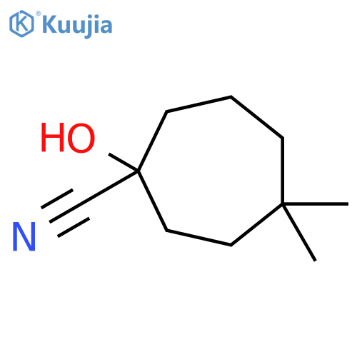 1-hydroxy-4,4-dimethylcycloheptane-1-carbonitrile structure
