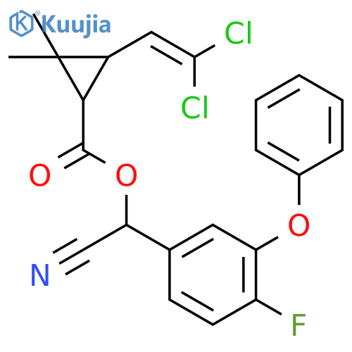 Cyclopropanecarboxylic acid, 3-(2,2-dichloroethenyl)-2,2-dimethyl-,(S)-cyano(4-fluoro-3-phenoxyphenyl)methyl ester, (1R,3S)- structure