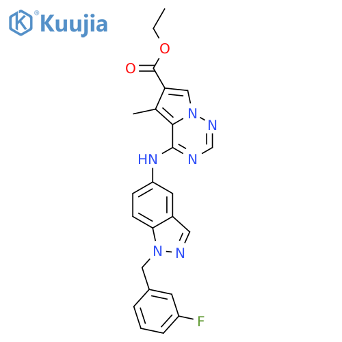Pyrrolo[2,1-f][1,2,4]triazine-6-carboxylic acid,4-[[1-[(3-fluorophenyl)methyl]-1H-indazol-5-yl]amino]-5-methyl-, ethylester structure
