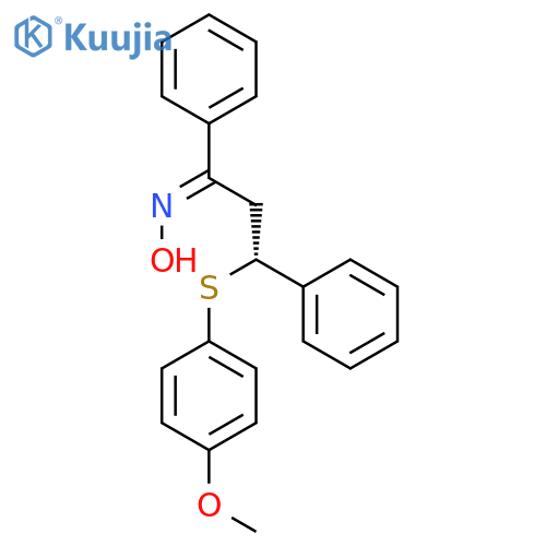 1-Propanone, 3-[(4-methoxyphenyl)thio]-1,3-diphenyl-, oxime, (1E,3R)- structure