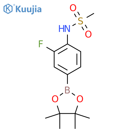 N-[2-fluoro-4-(tetramethyl-1,3,2-dioxaborolan-2-yl)phenyl]methanesulfonamide structure
