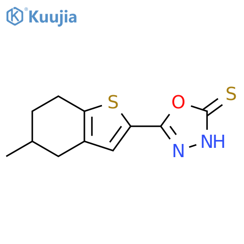 5-(5-methyl-4,5,6,7-tetrahydro-1-benzothiophen-2-yl)-1,3,4-oxadiazole-2-thiol structure