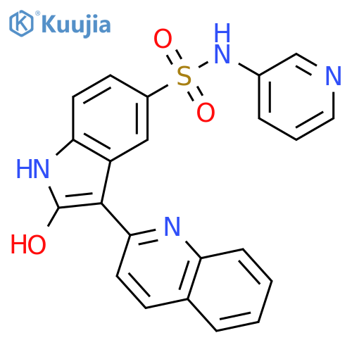 1H-INDOLE-5-SULFONAMIDE, 2-HYDROXY-N-3-PYRIDINYL-3-(2-QUINOLINYL)- structure