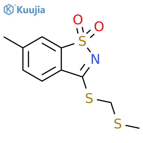 1,2-Benzisothiazole, 6-methyl-3-[[(methylthio)methyl]thio]-, 1,1-dioxide structure