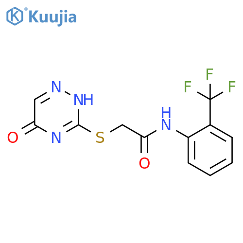 2-(5-oxo-4,5-dihydro-1,2,4-triazin-3-yl)sulfanyl-N-2-(trifluoromethyl)phenylacetamide structure