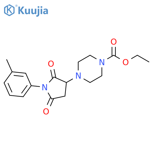 ethyl 4-1-(3-methylphenyl)-2,5-dioxopyrrolidin-3-ylpiperazine-1-carboxylate structure
