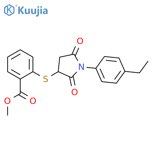 methyl 2-{1-(4-ethylphenyl)-2,5-dioxopyrrolidin-3-ylsulfanyl}benzoate structure
