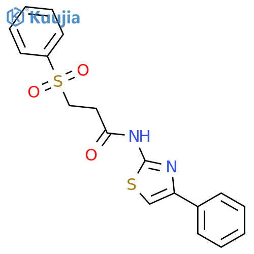 3-(benzenesulfonyl)-N-(4-phenyl-1,3-thiazol-2-yl)propanamide structure