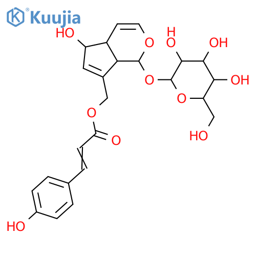 [(4aR,7aS)-1-{[(2S,3R,4R,5S,6S)-3,4,5,6-tetrahydroxy-6-(hydroxymethyl)tetrahydro-2H-pyran-2-yl]oxy}-1,4a,5,7a-tetrahydrocyclopenta[c]pyran-7-yl]methyl (2E)-3-(4-hydroxyphenyl)prop-2-enoate (non-preferred name) structure