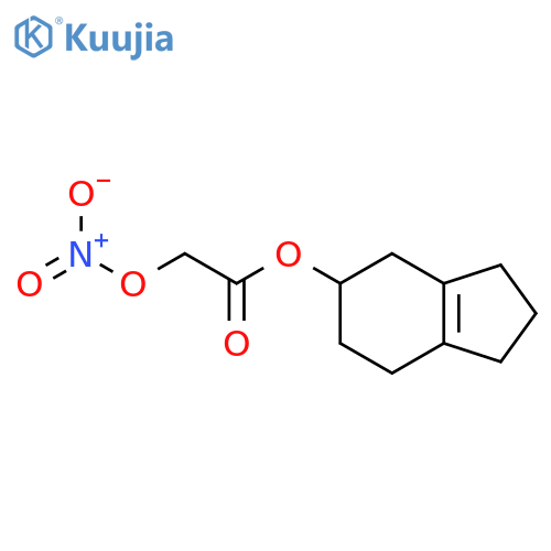 Acetic acid, (nitrooxy)-, 2,3,4,5,6,7-hexahydro-1H-inden-5-yl ester structure