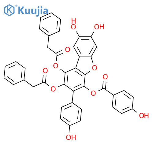 1,2,4,7,8-Pentahydroxy-3-(4-hydroxyphenyl)dibenzofuran; 1,2-Bis-O-(phenylacetyl), 4-O-(4-hydroxybenzoyl) structure