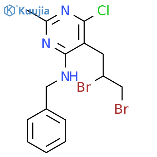 N-benzyl-6-chloro-5-(2,3-dibromopropyl)-2-methylpyrimidin-4-amine structure