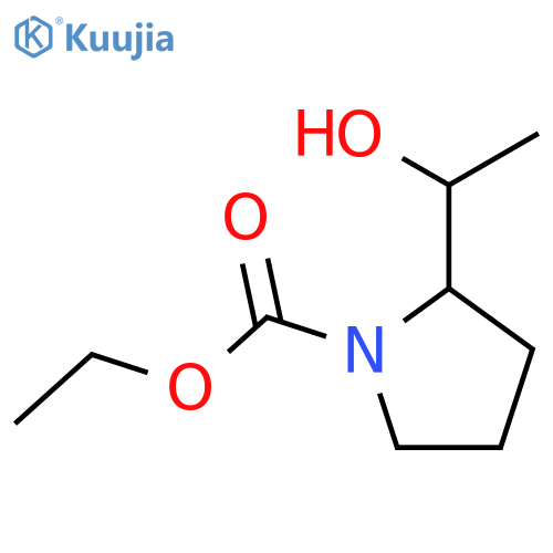 1-Pyrrolidinecarboxylicacid, 2-(1-hydroxyethyl)-, ethyl ester structure