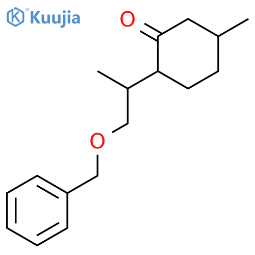 2-[1-(Benzyloxy)propan-2-yl]-5-methylcyclohexan-1-one structure