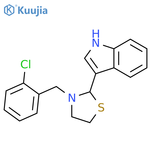 1H-Indole, 3-[3-[(2-chlorophenyl)methyl]-2-thiazolidinyl]- structure