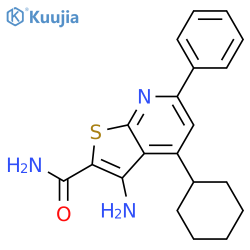 Thieno[2,3-b]pyridine-2-carboxamide, 3-amino-4-cyclohexyl-6-phenyl- structure