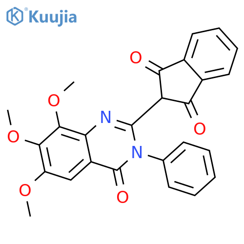 1H-Indene-1,3(2H)-dione,2-(3,4-dihydro-6,7,8-trimethoxy-4-oxo-3-phenyl-2-quinazolinyl)- structure