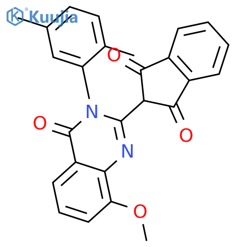 1H-Indene-1,3(2H)-dione,2-[3-(2,5-dimethylphenyl)-3,4-dihydro-8-methoxy-4-oxo-2-quinazolinyl]- structure