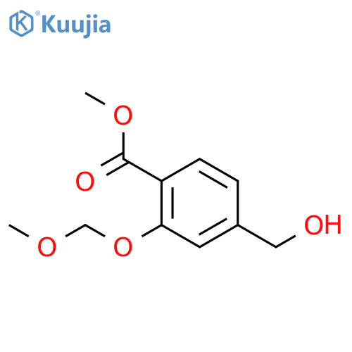 Benzoic acid, 4-(hydroxymethyl)-2-(methoxymethoxy)-, methyl ester structure