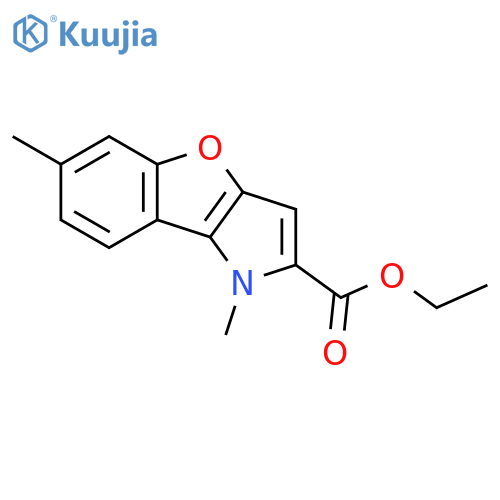 1H-Benzofuro[3,2-b]pyrrole-2-carboxylic acid, 1,6-dimethyl-, ethyl ester structure