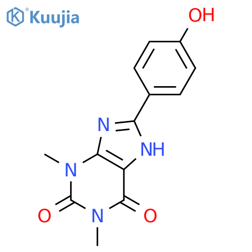 8-(4-hydroxyphenyl)-1,3-dimethyl-3,7-dihydro-1H-purine-2,6-dione structure