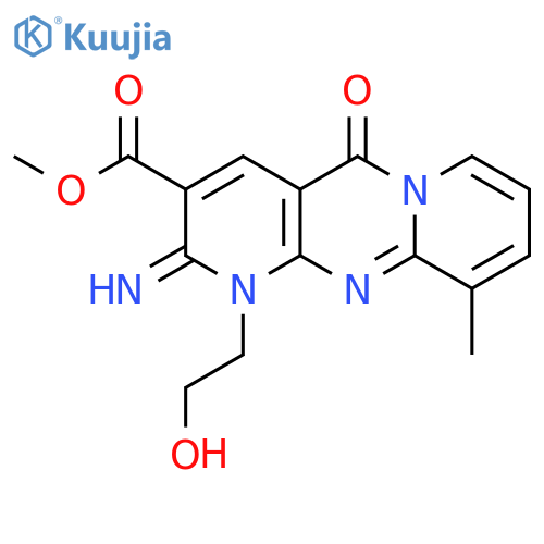 methyl 7-(2-hydroxyethyl)-6-imino-11-methyl-2-oxo-1,7,9-triazatricyclo8.4.0.0^{3,8}tetradeca-3(8),4,9,11,13-pentaene-5-carboxylate structure