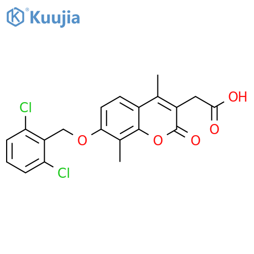 2-(7-((2,6-dichlorobenzyl)oxy)-4,8-dimethyl-2-oxo-2H-chromen-3-yl)acetic acid structure
