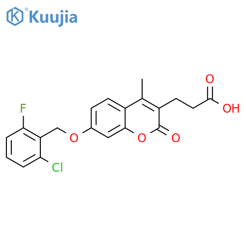 3-(7-((2-chloro-6-fluorobenzyl)oxy)-4-methyl-2-oxo-2H-chromen-3-yl)propanoic acid structure