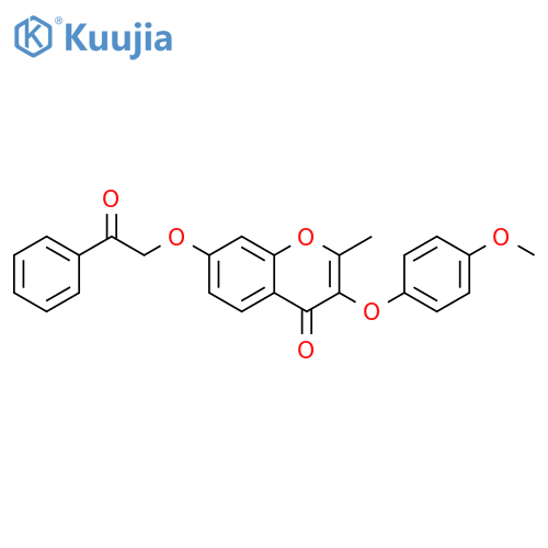 3-(4-methoxyphenoxy)-2-methyl-7-(2-oxo-2-phenylethoxy)-4H-chromen-4-one structure