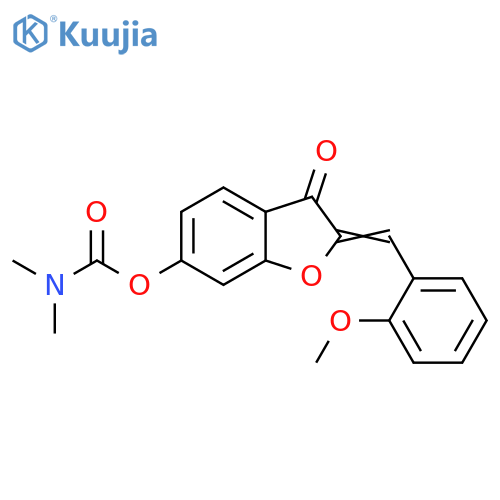 (2Z)-2-(2-methoxyphenyl)methylidene-3-oxo-2,3-dihydro-1-benzofuran-6-yl N,N-dimethylcarbamate structure
