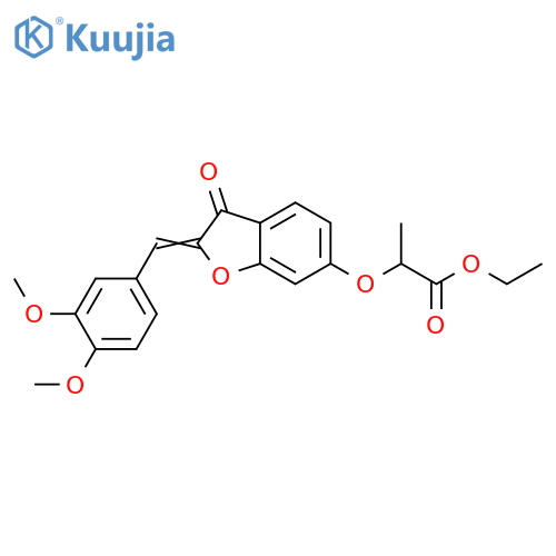 ethyl 2-{(2Z)-2-(3,4-dimethoxyphenyl)methylidene-3-oxo-2,3-dihydro-1-benzofuran-6-yloxy}propanoate structure