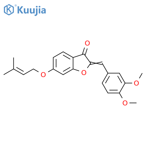 (2Z)-2-(3,4-dimethoxyphenyl)methylidene-6-(3-methylbut-2-en-1-yl)oxy-2,3-dihydro-1-benzofuran-3-one structure