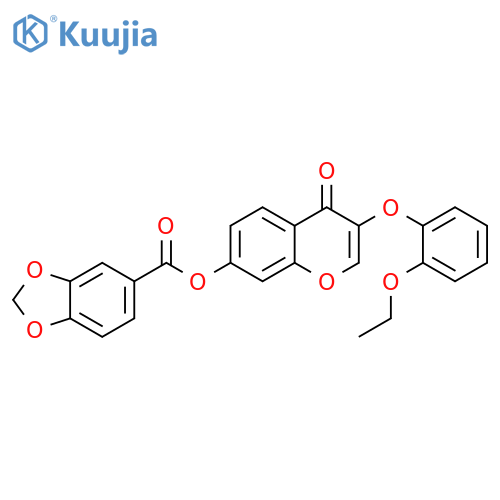 3-(2-ethoxyphenoxy)-4-oxo-4H-chromen-7-yl 2H-1,3-benzodioxole-5-carboxylate structure