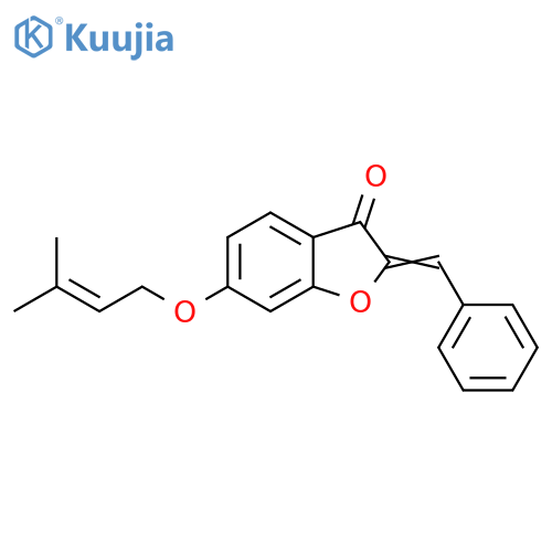 (2Z)-6-(3-methylbut-2-en-1-yl)oxy-2-(phenylmethylidene)-2,3-dihydro-1-benzofuran-3-one structure