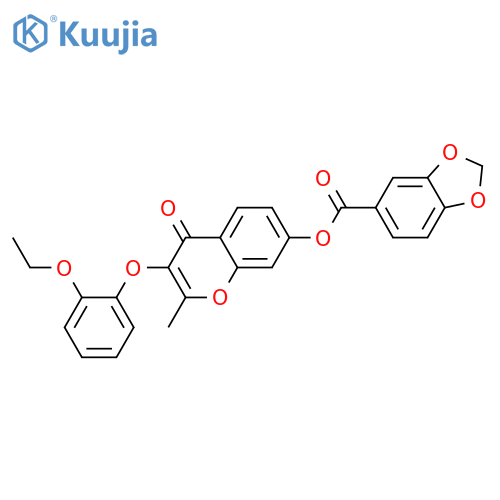 3-(2-ethoxyphenoxy)-2-methyl-4-oxo-4H-chromen-7-yl 2H-1,3-benzodioxole-5-carboxylate structure