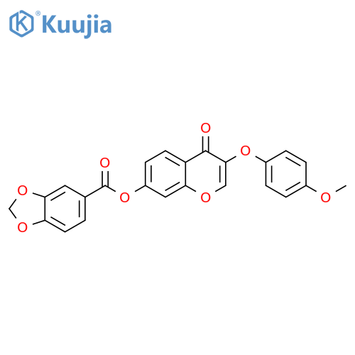 3-(4-methoxyphenoxy)-4-oxo-4H-chromen-7-yl 2H-1,3-benzodioxole-5-carboxylate structure