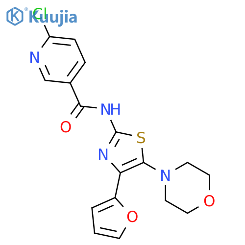3-Pyridinecarboxamide,6-chloro-N-[4-(2-furanyl)-5-(4-morpholinyl)-2-thiazolyl]- structure