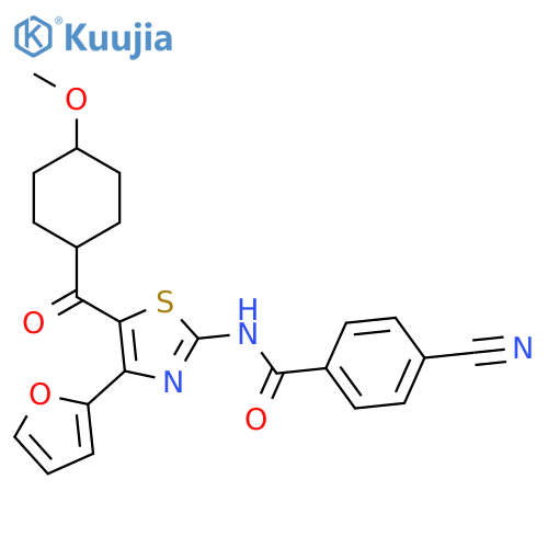 Benzamide,4-cyano-N-[4-(2-furanyl)-5-[(4-methoxycyclohexyl)carbonyl]-2-thiazolyl]- structure